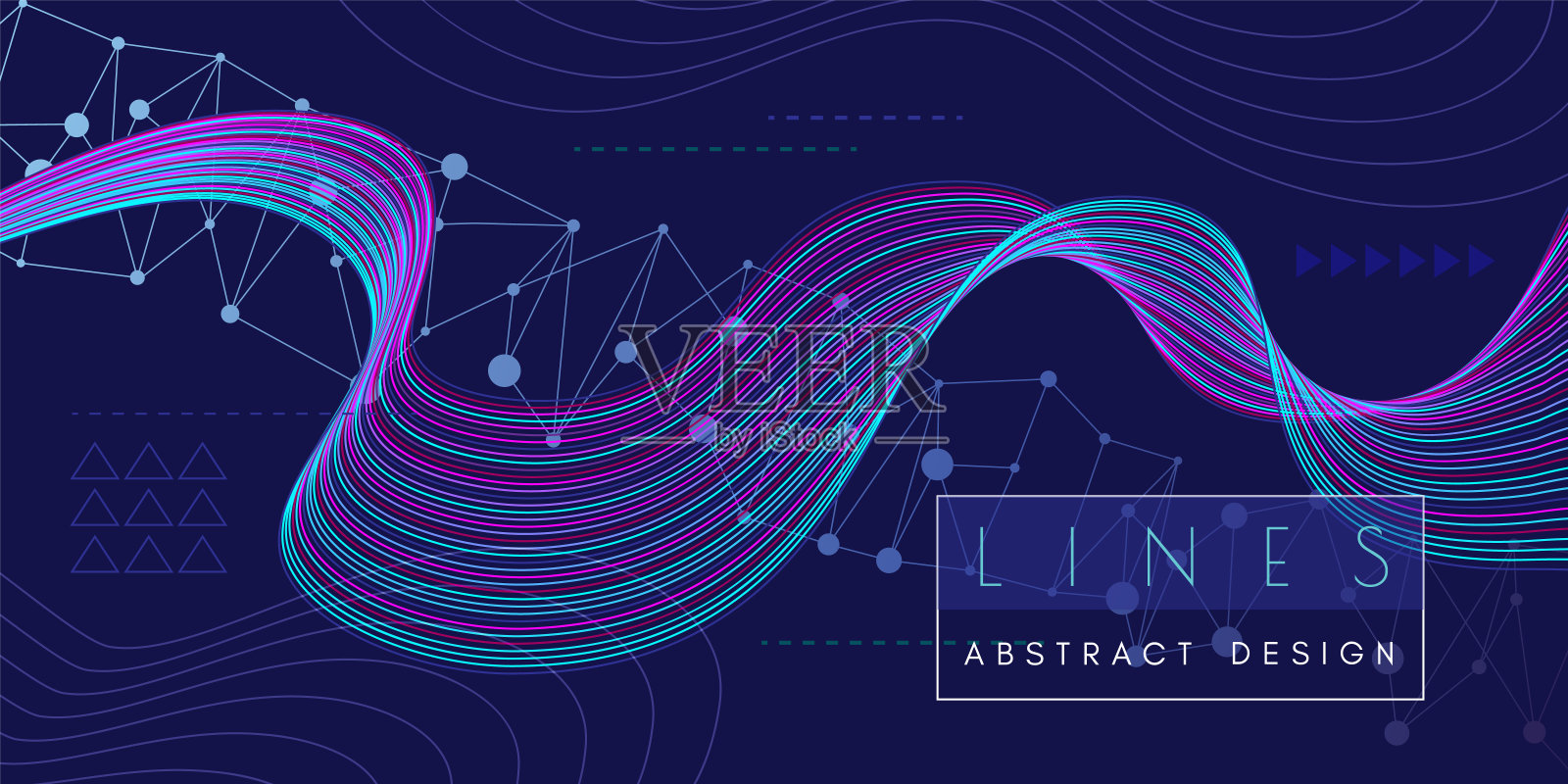 技术风格水平背景。抽象横幅为科学,医疗或体育他们设计的线,点和数字装饰元素。插画图片素材