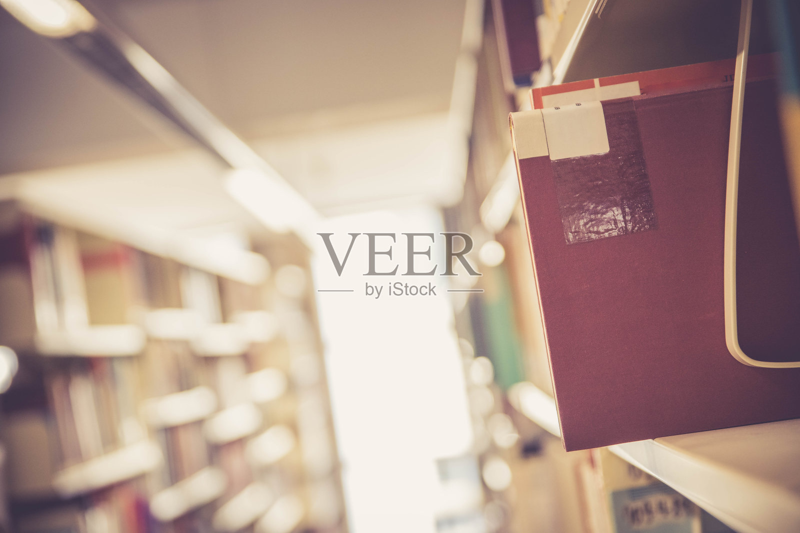 书架上的书。公共图书馆或大学,书在模糊的背景照片摄影图片