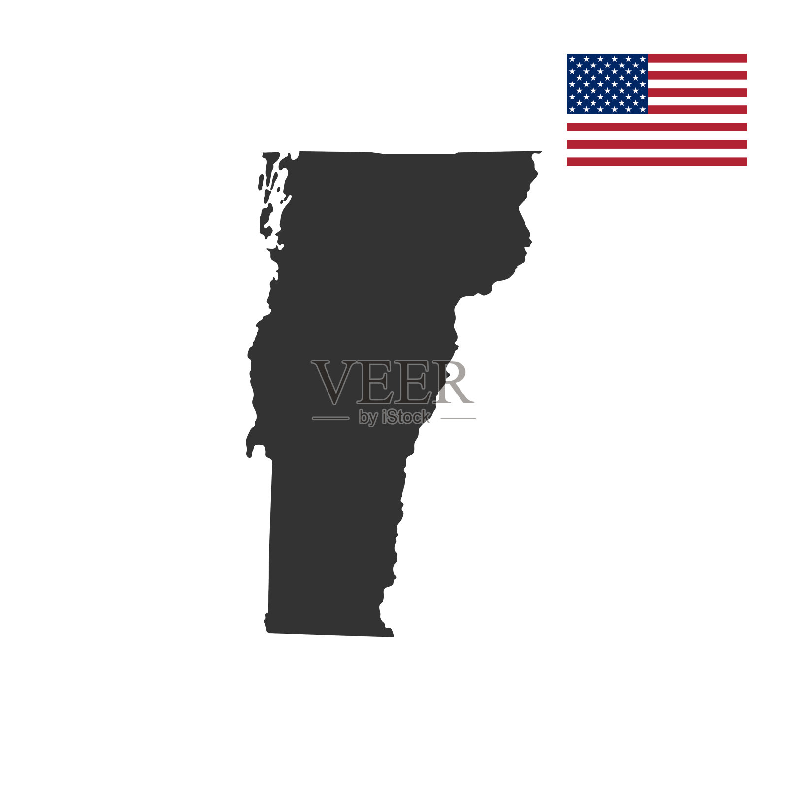 美国佛蒙特州的地图插画图片素材