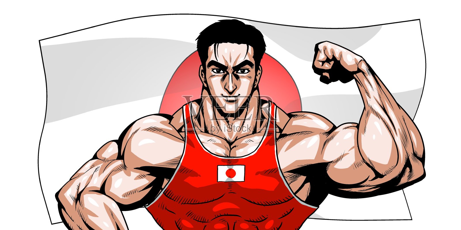 日本代表惊人的肌肉男插画图片素材