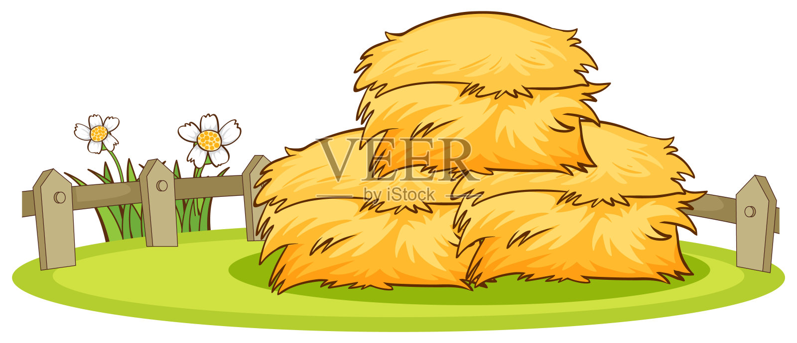 公园里的干草堆插画图片素材