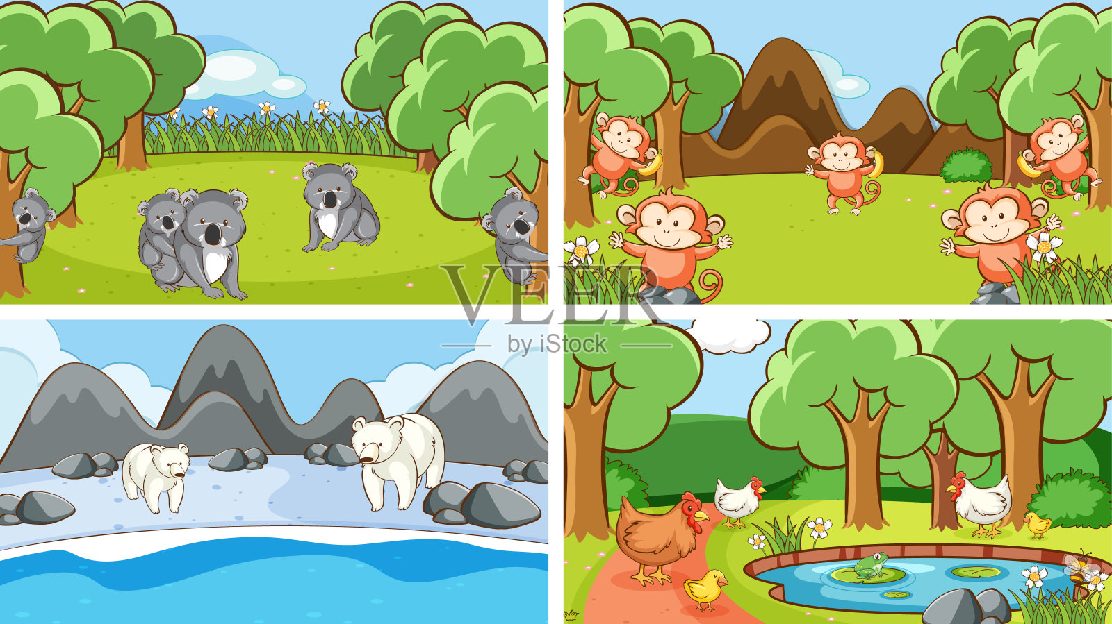 动物在野外的背景场景插画图片素材