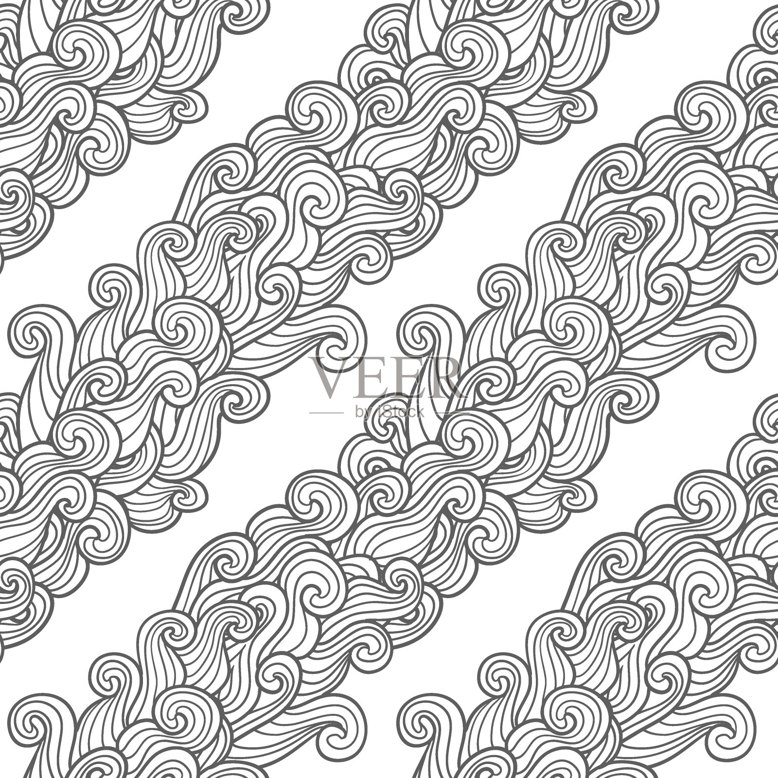 无缝的抽象模式。风浪。矢量图与海浪。插画图片素材