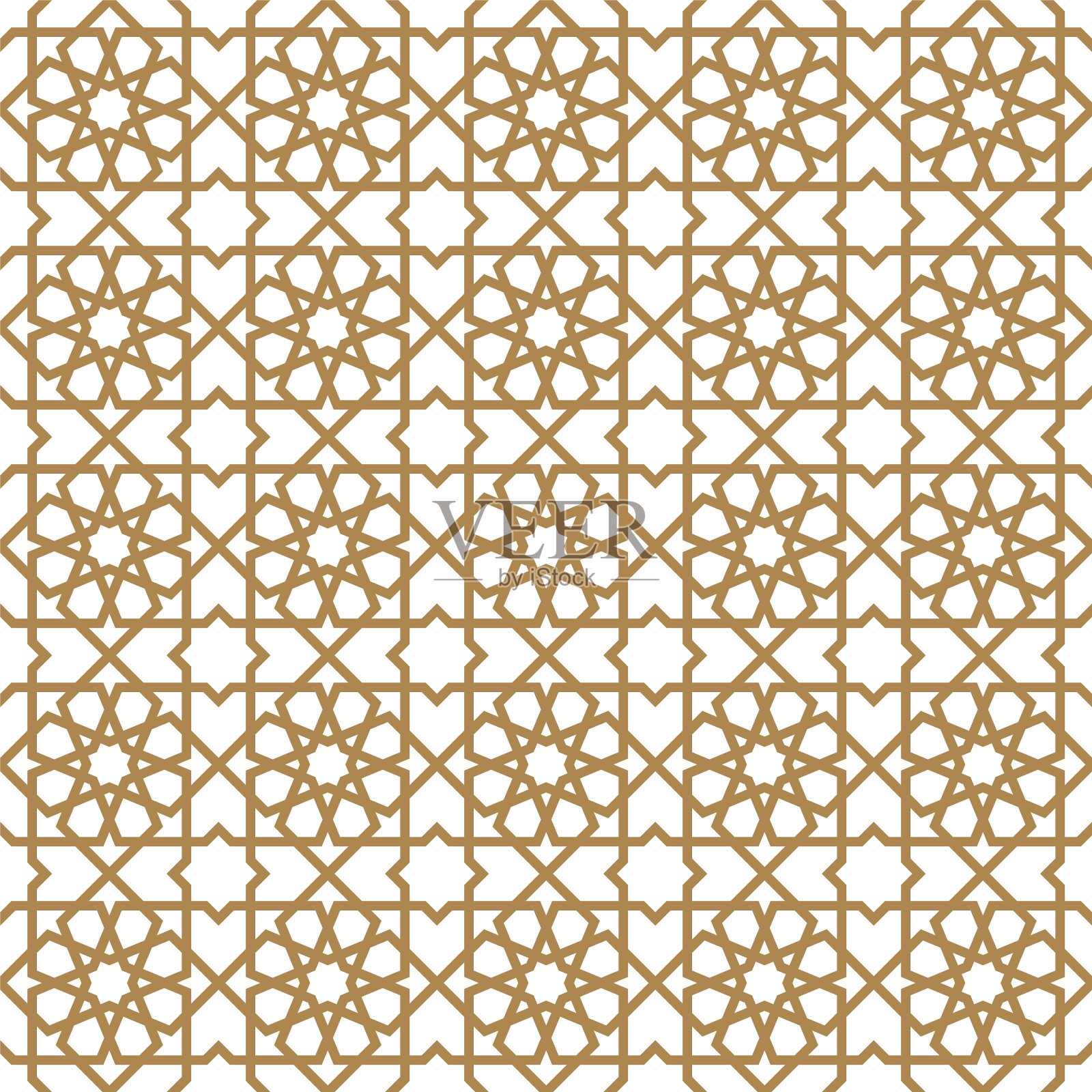 无缝阿拉伯几何装饰在棕色颜色。插画图片素材