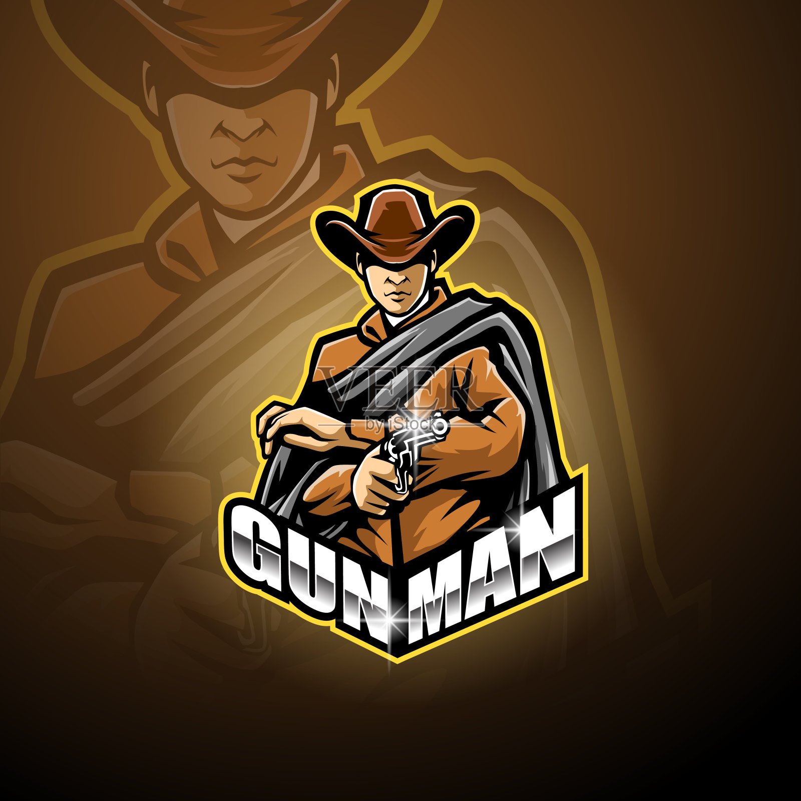 炮手电竞吉祥物标志设计插画图片素材