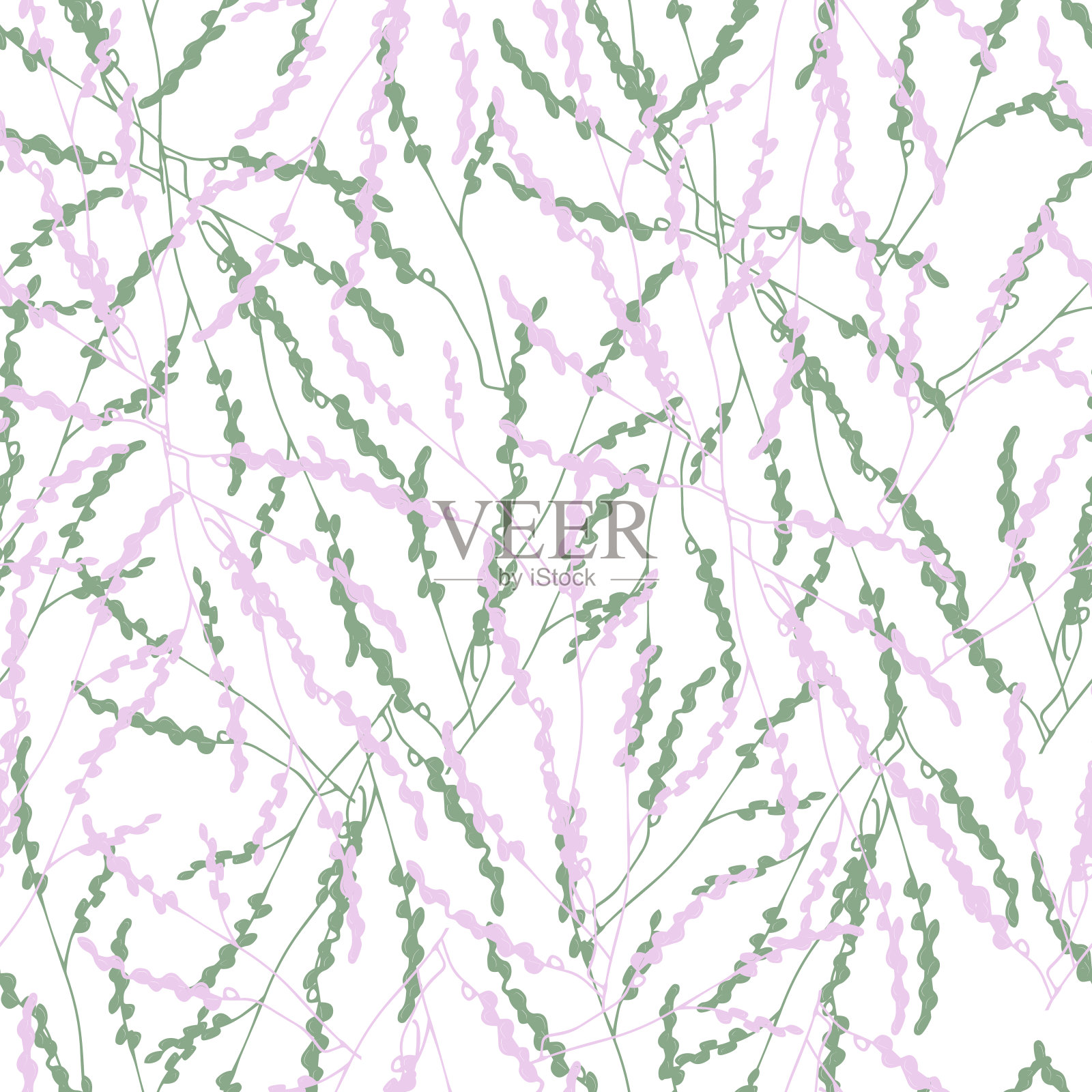 淡淡的春花背景。无缝可爱的春天或夏天的叶子图案的织物和瓷砖。矢量图插画图片素材