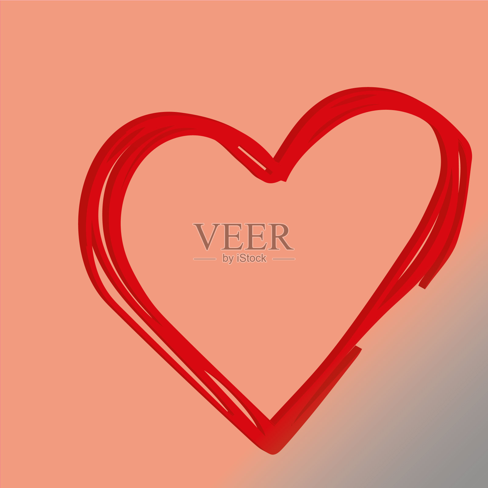 红色的心孤立在白色的背景上插画图片素材