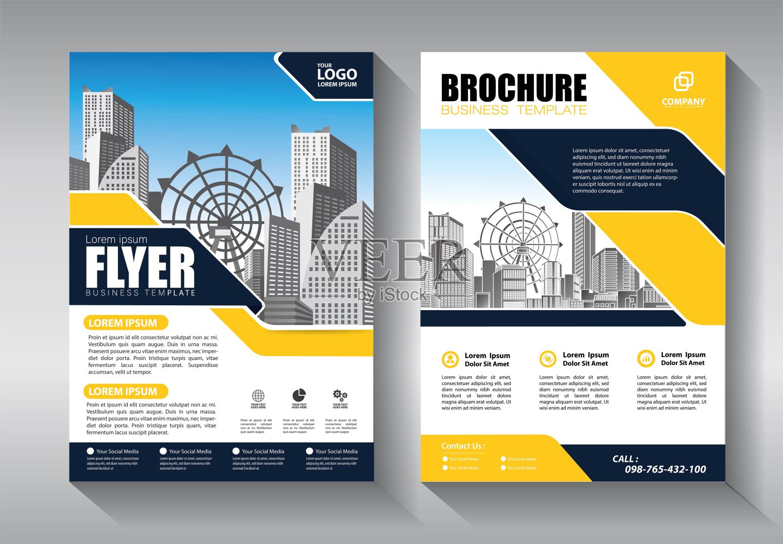 业务抽象向量模板。宣传册设计,涵盖现代布局,年度报告,海报,传单A4彩色三角形,几何形状的科技,科学,市场与灯光背景插画图片素材