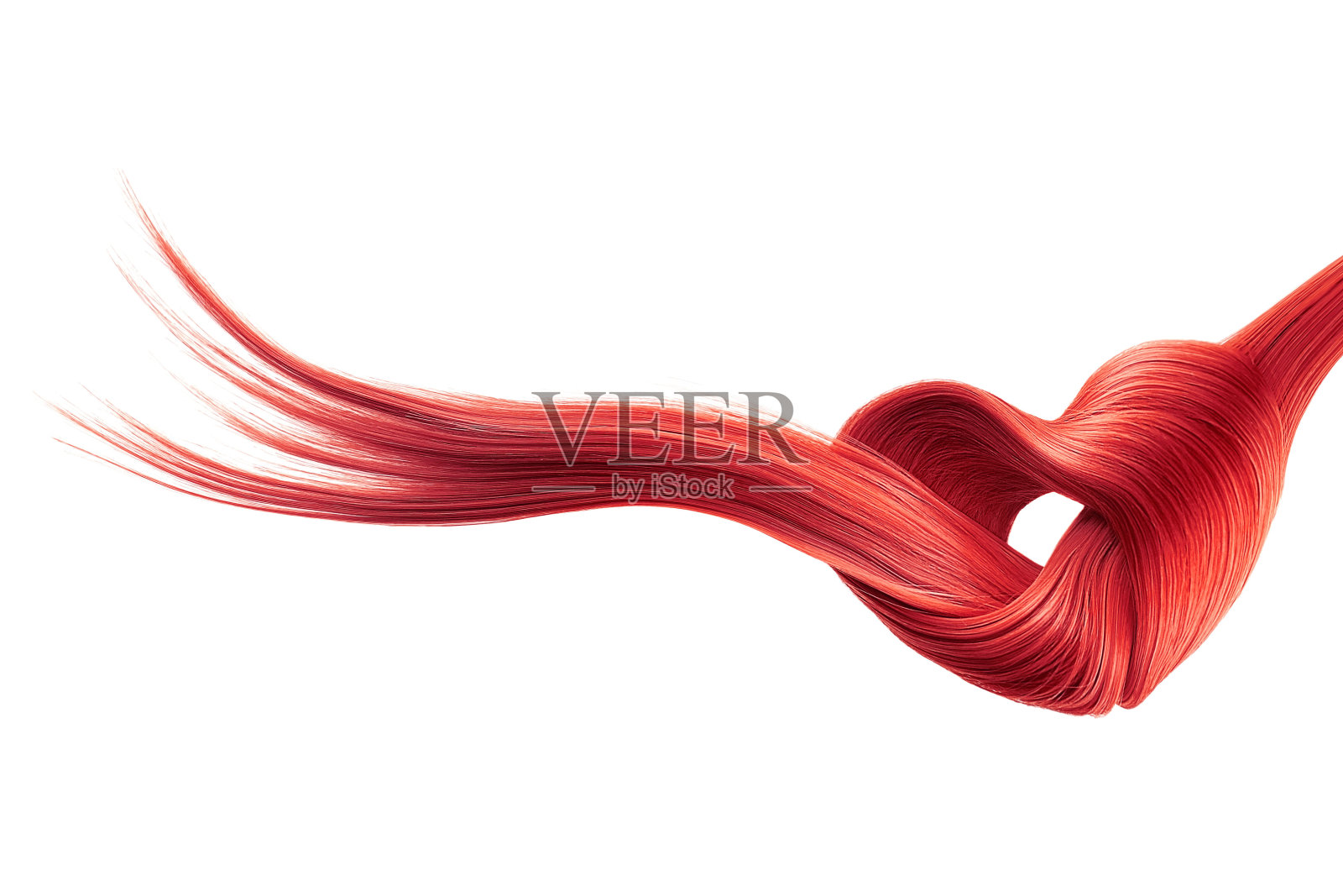 红发心结,孤立在白色背景上照片摄影图片