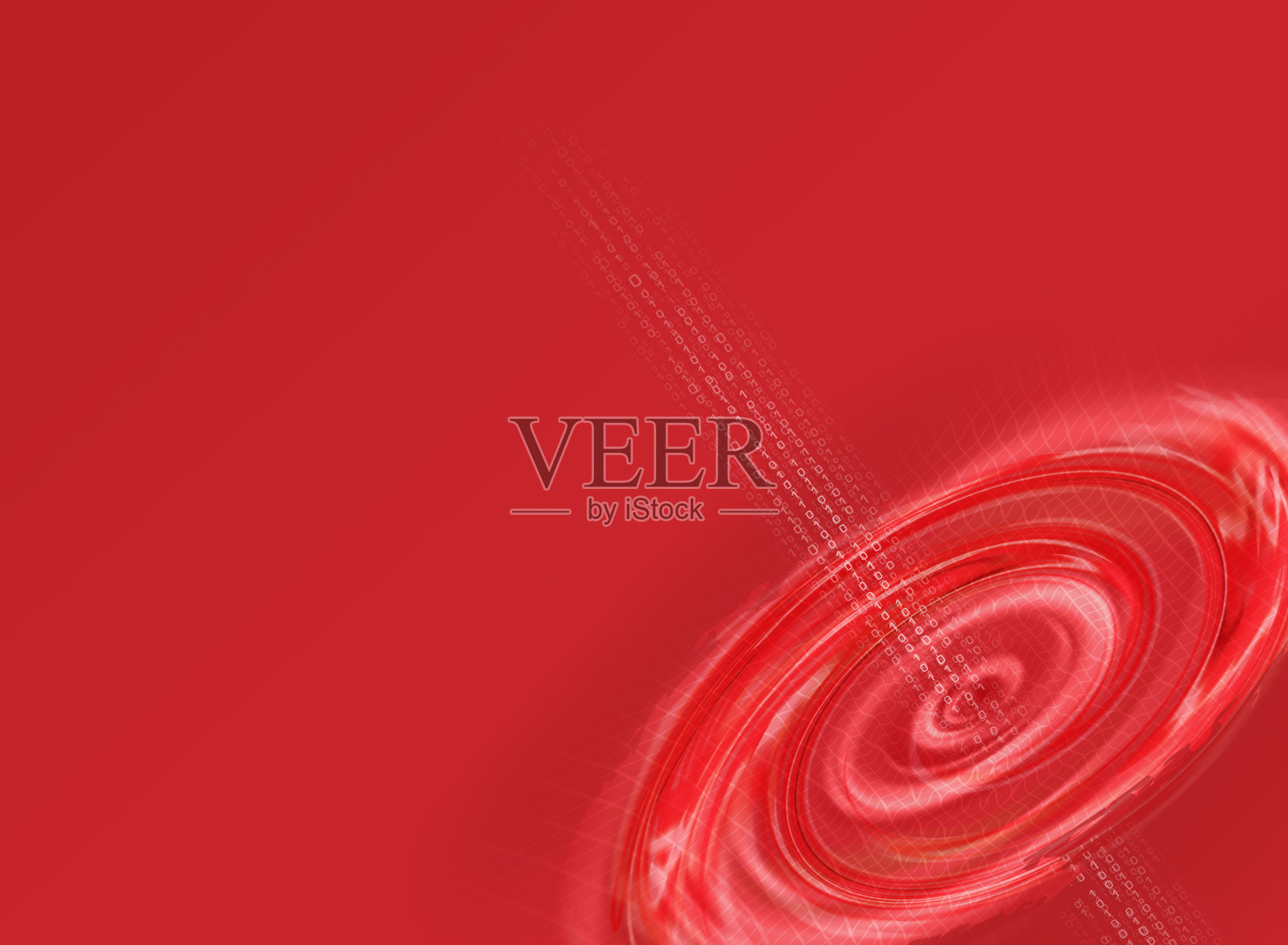 二进制信息射流的数字1和0在白色穿过一个圆形云与波在红色背景“n”照片摄影图片