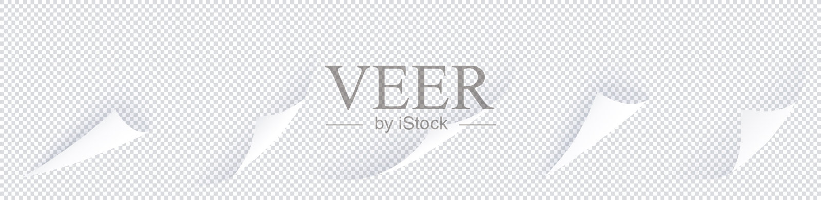 卷曲角设置与阴影孤立的透明背景。5个抽象的翻转纸页排成一行,弯曲的纸页逼真的模拟。矢量弯角插图。插画图片素材