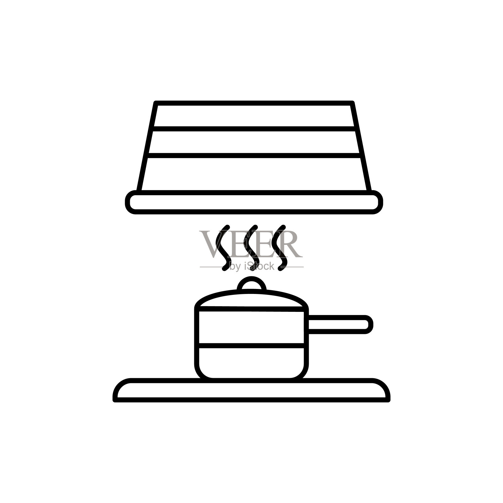 炉盘抽油烟机图标。简单的线条,轮廓矢量烹饪图标的用户界面和用户体验,网站或移动应用程序图标素材