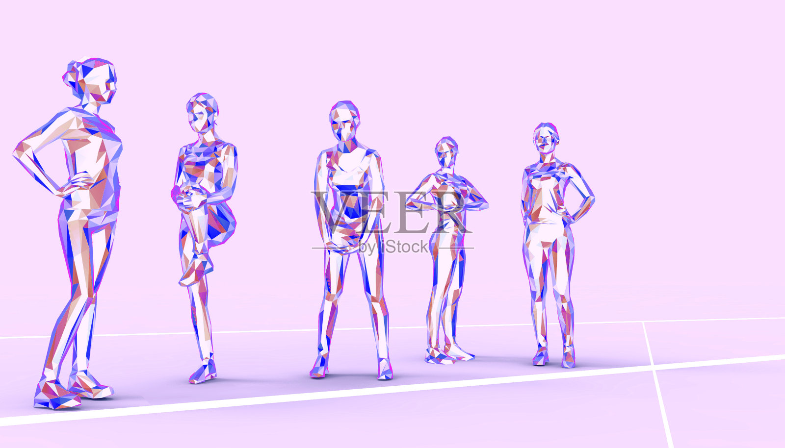 跑步运动人物低多边形线条艺术概念照片摄影图片