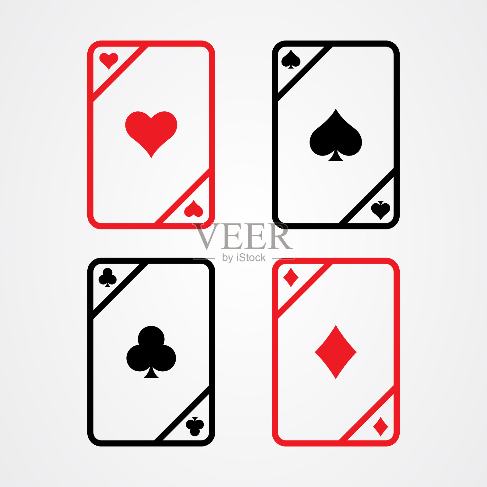 扑克牌图标标志设计,赌场符号矢量插图插画图片素材