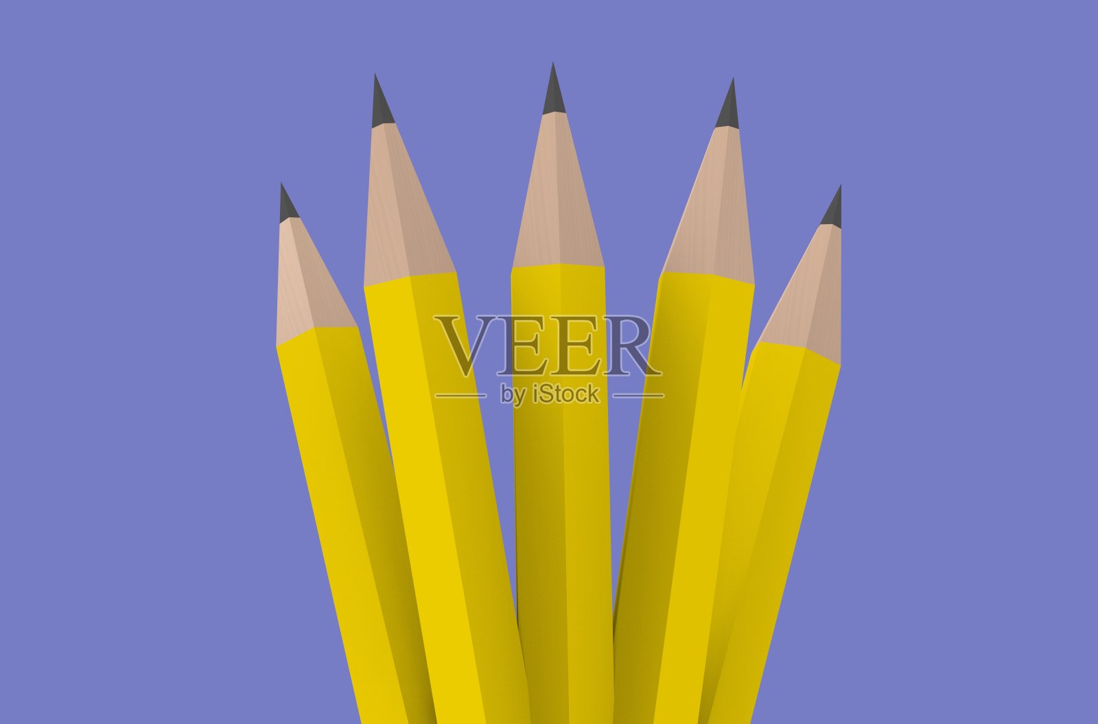 黄色铅笔上的紫色背景3D渲染照片摄影图片