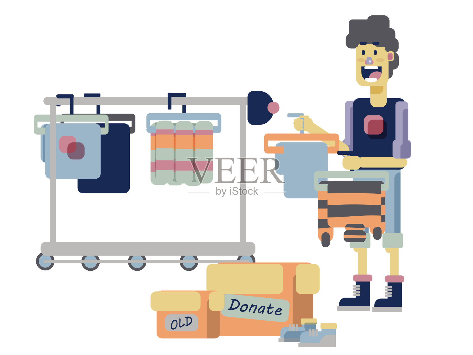 捐赠服装概念矢量插图。插画图片素材