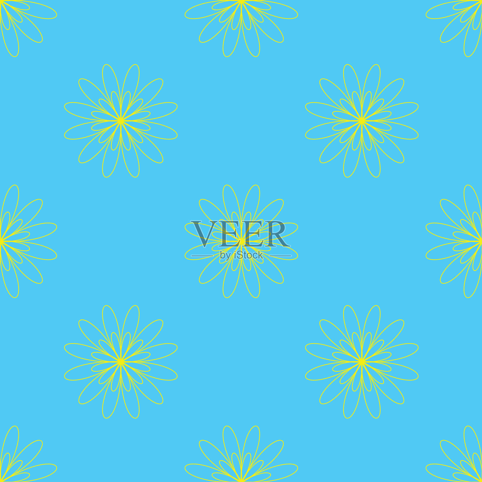 无缝模式上的青色背景插画图片素材