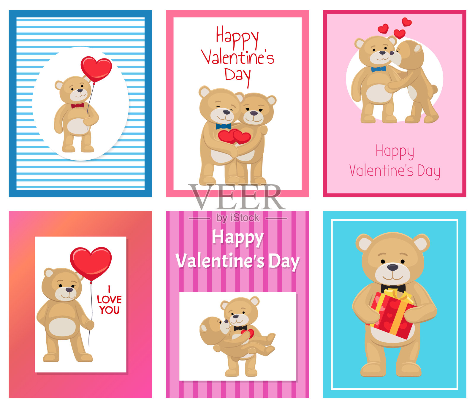 我爱你和我泰迪熊向量设计模板素材