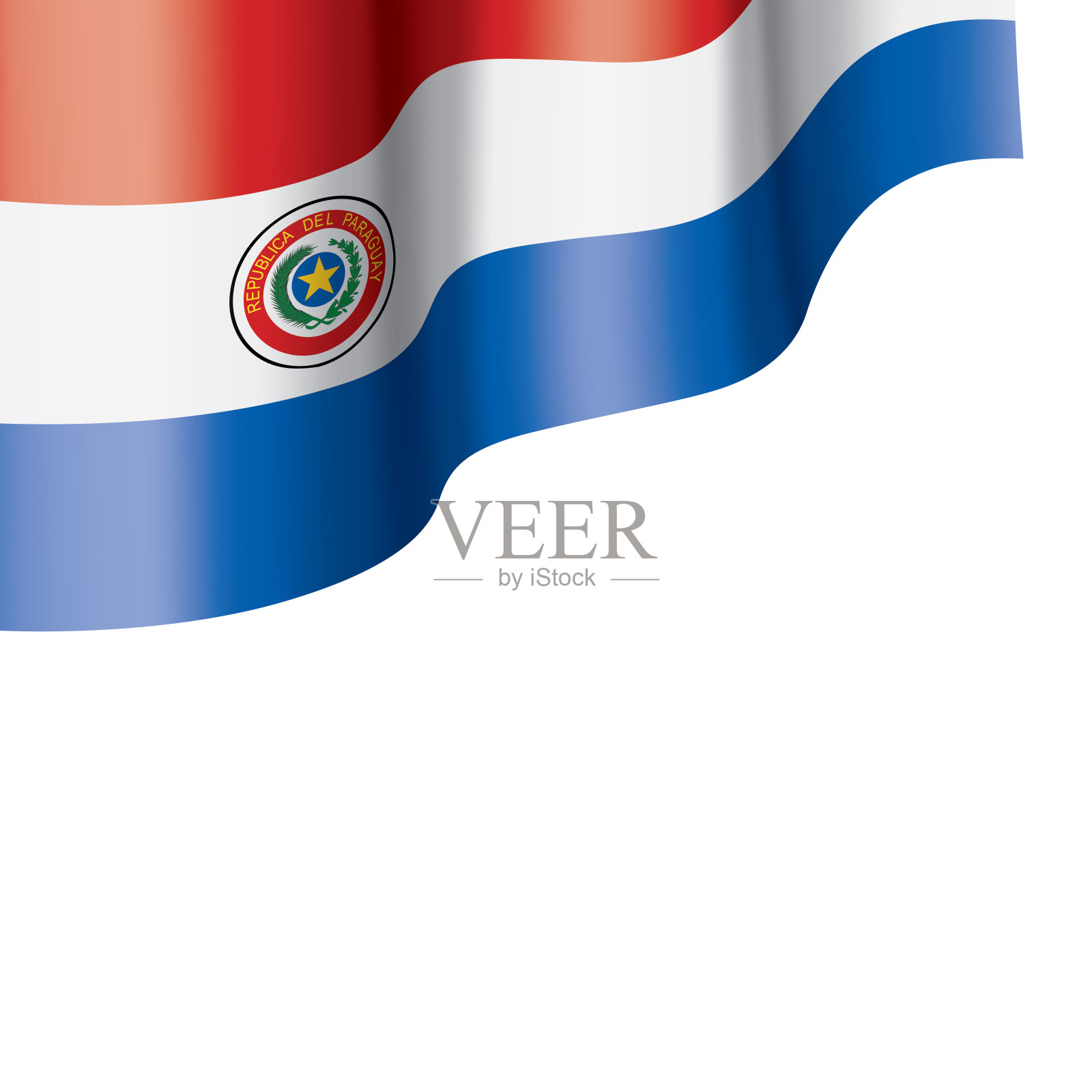 巴拉圭国旗,矢量插图上的白色背景插画图片素材