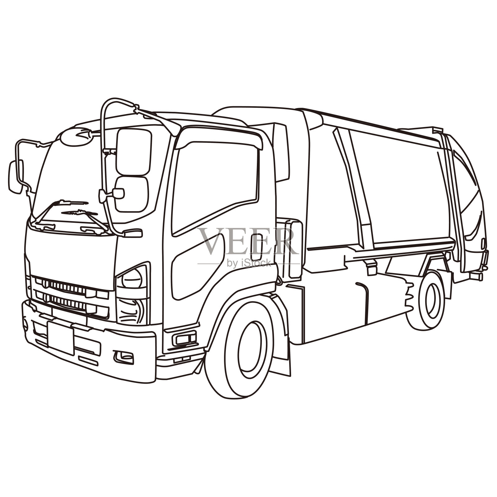 一个简单的大型汽车的卡通风格的插图插画图片素材