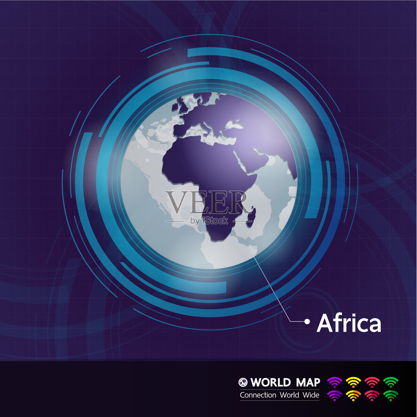 大世界地图图形元素矢量插图。插画图片素材