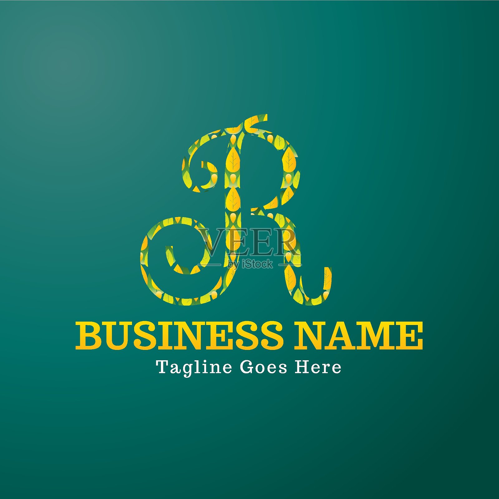 叶子字母标志模板字母R插画图片素材