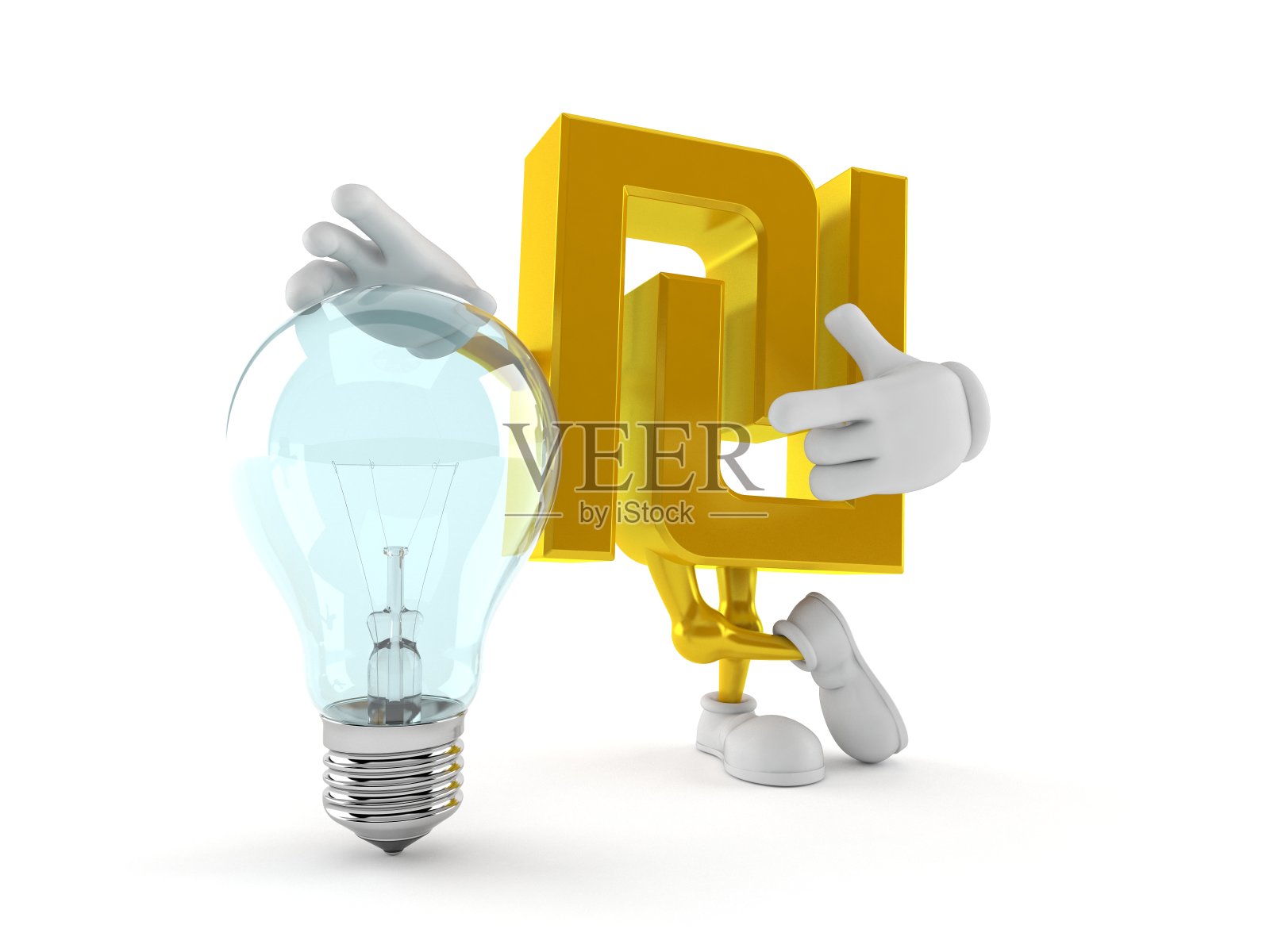 带有灯泡的谢克尔字符照片摄影图片