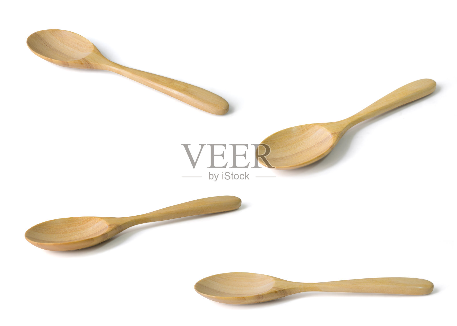 白色背景上的木勺合集照片摄影图片