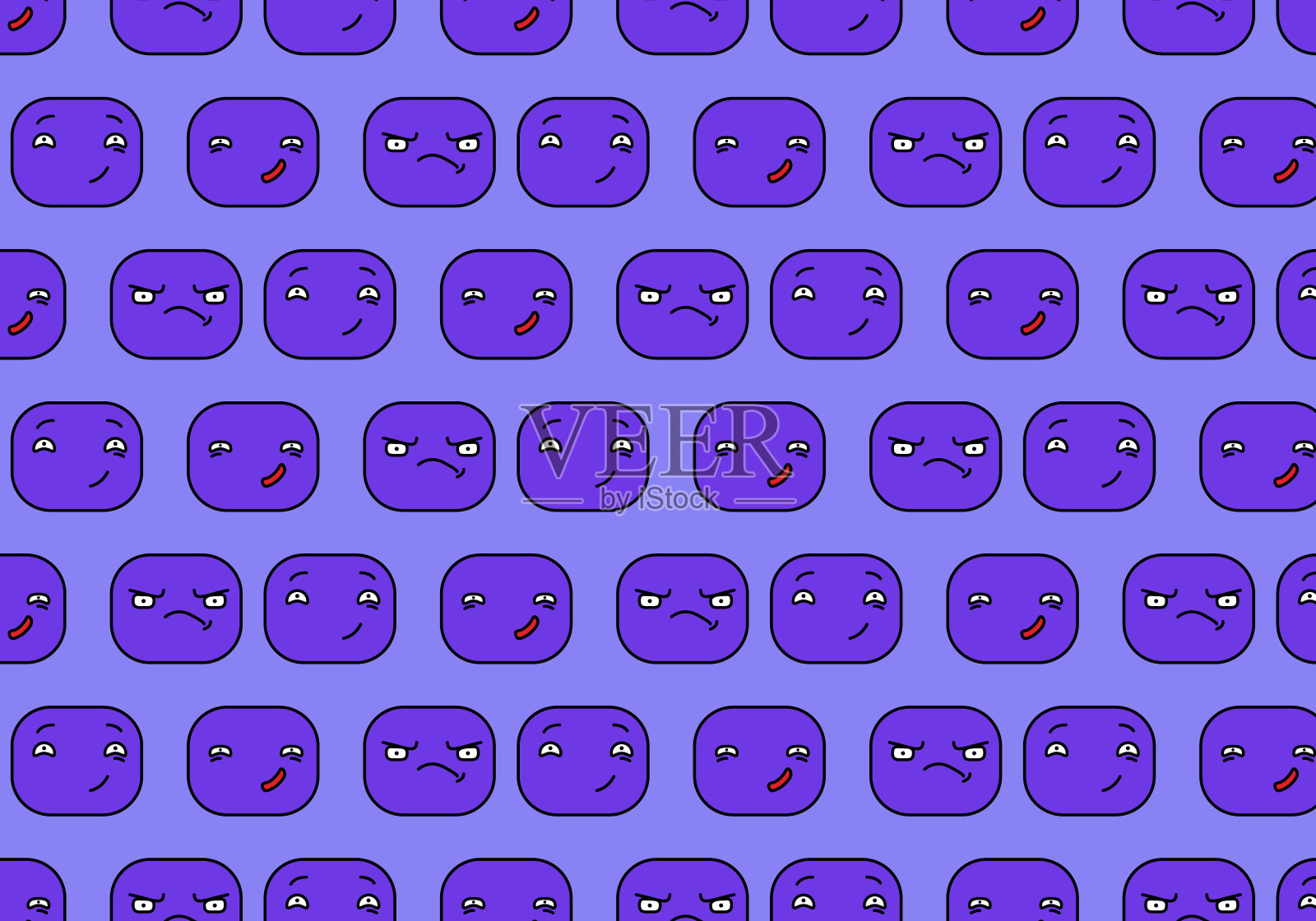 卡通脸表情向量模式。微笑的模式插画图片素材