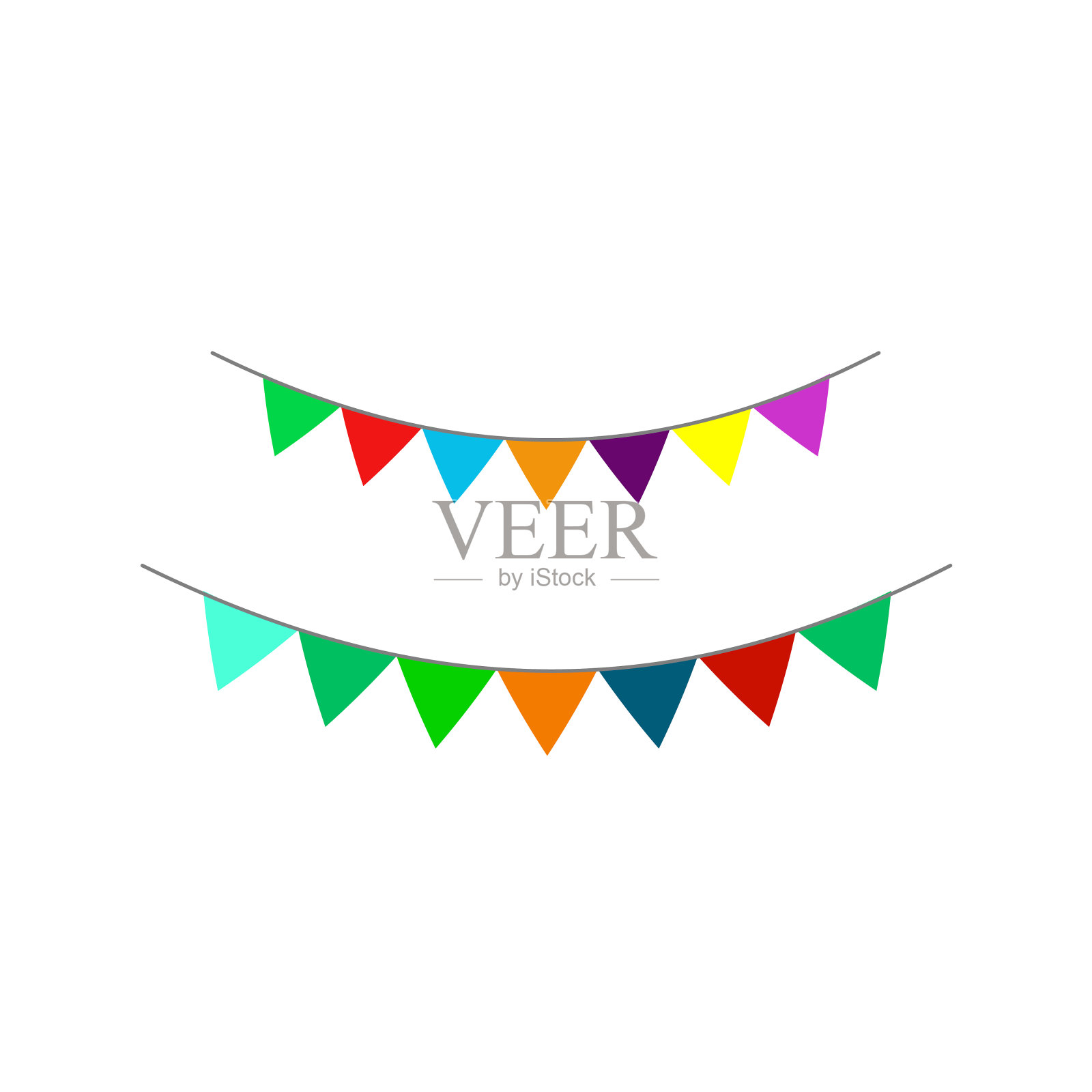 矢量图像的节日多色旗帜在白色的背景。插画图片素材