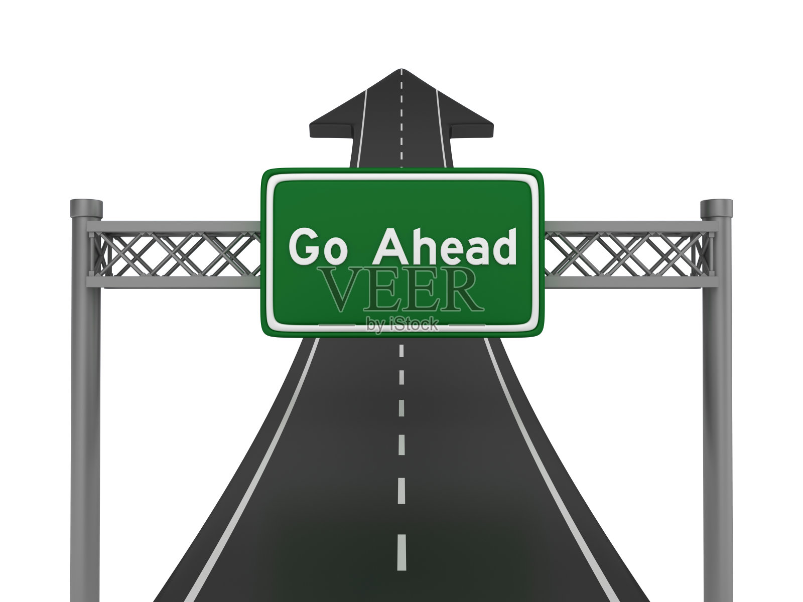 道路箭头与前进高速公路标志- 3D渲染照片摄影图片