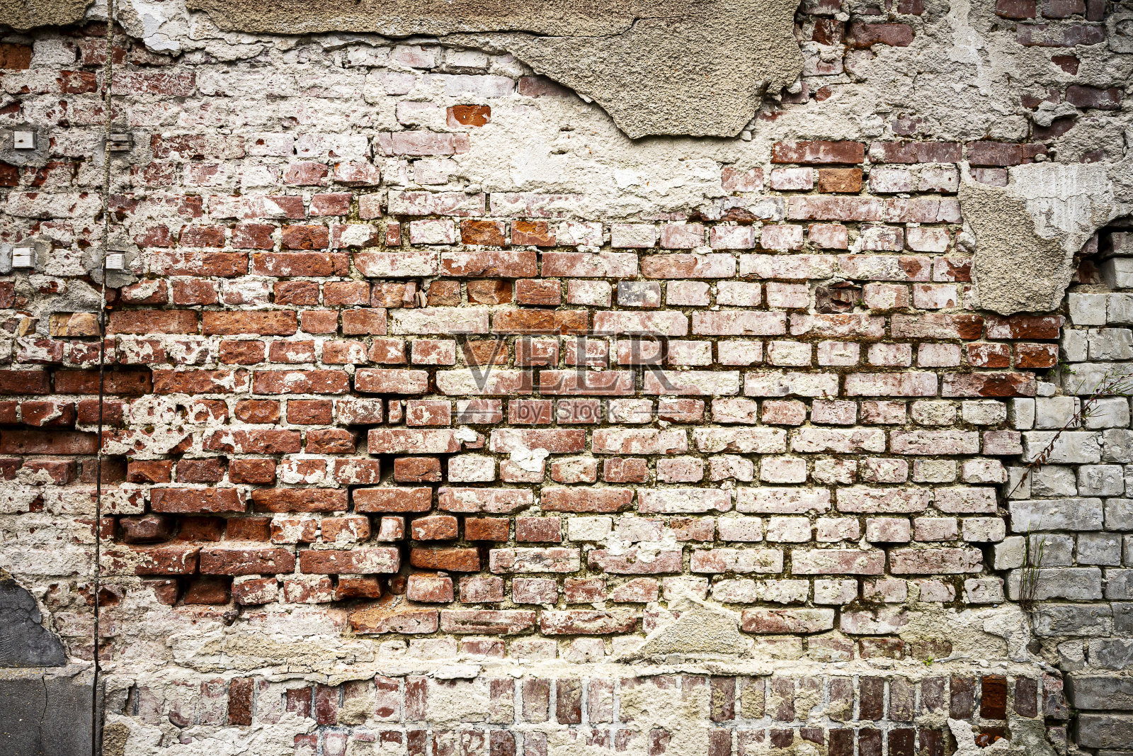 旧砖墙和石膏纹理背景照片摄影图片