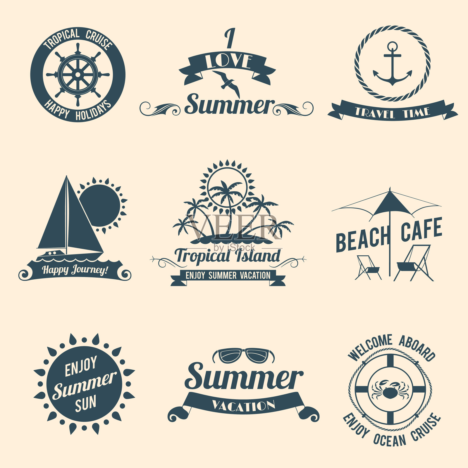 夏天象征黑插画图片素材