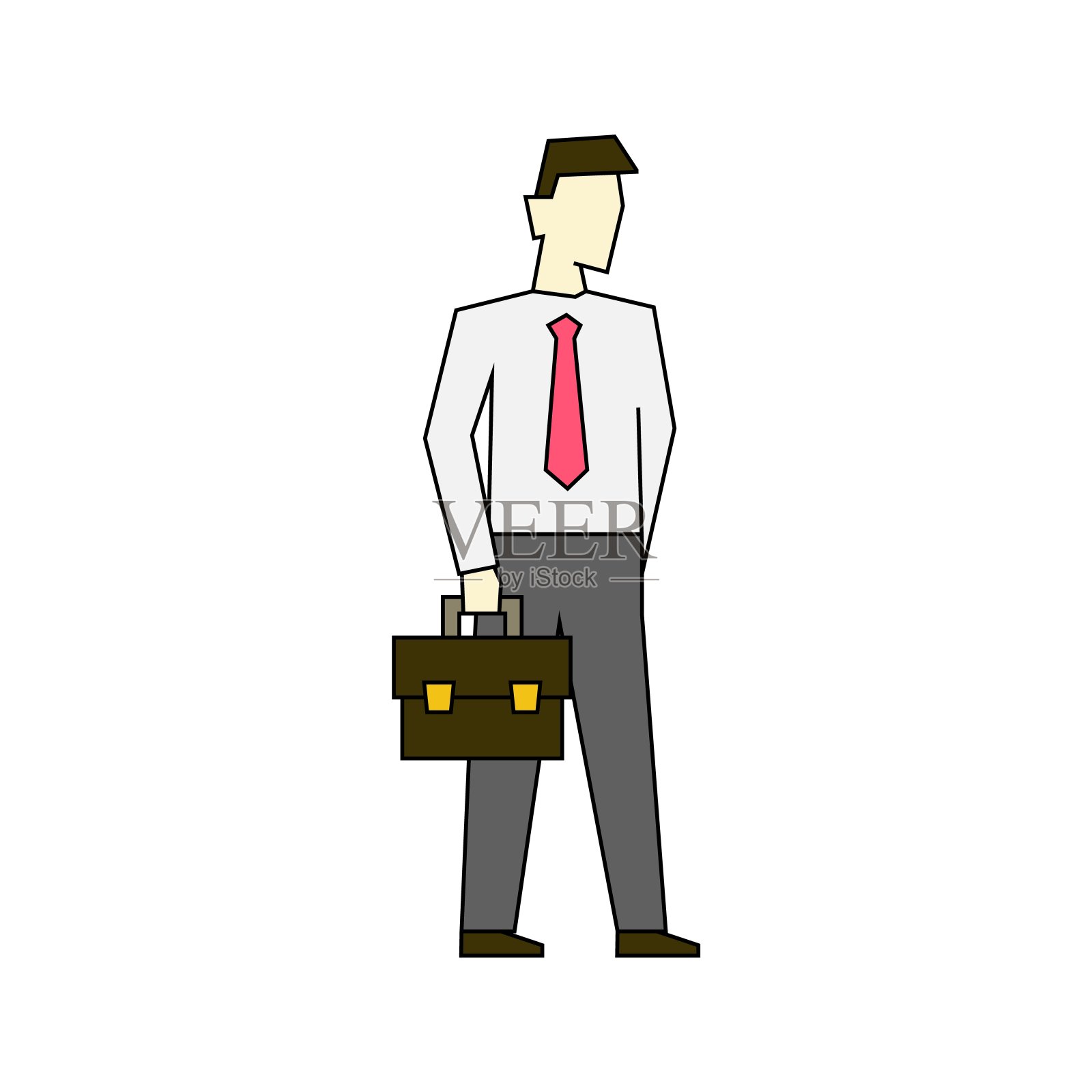 商人与公文包彩色插图上的白色背景插画图片素材