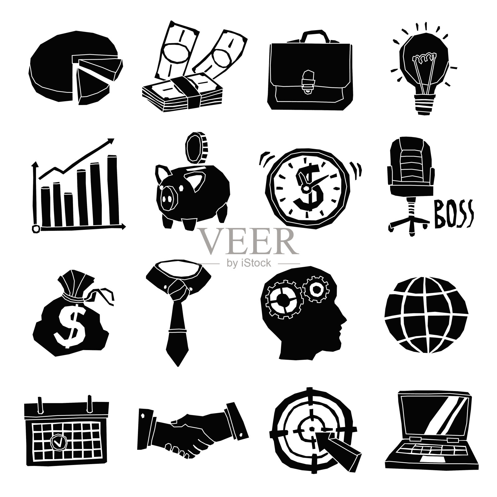 商业图标设置黑白图标素材