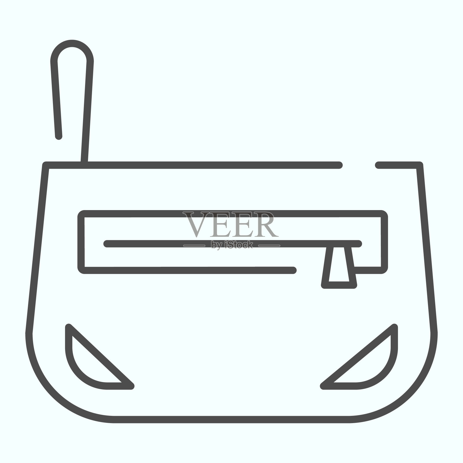 化妆包细线图标。小袋子与化妆品矢量插图孤立在白色。化妆包轮廓风格设计,专为网页和应用设计。Eps 10。插画图片素材