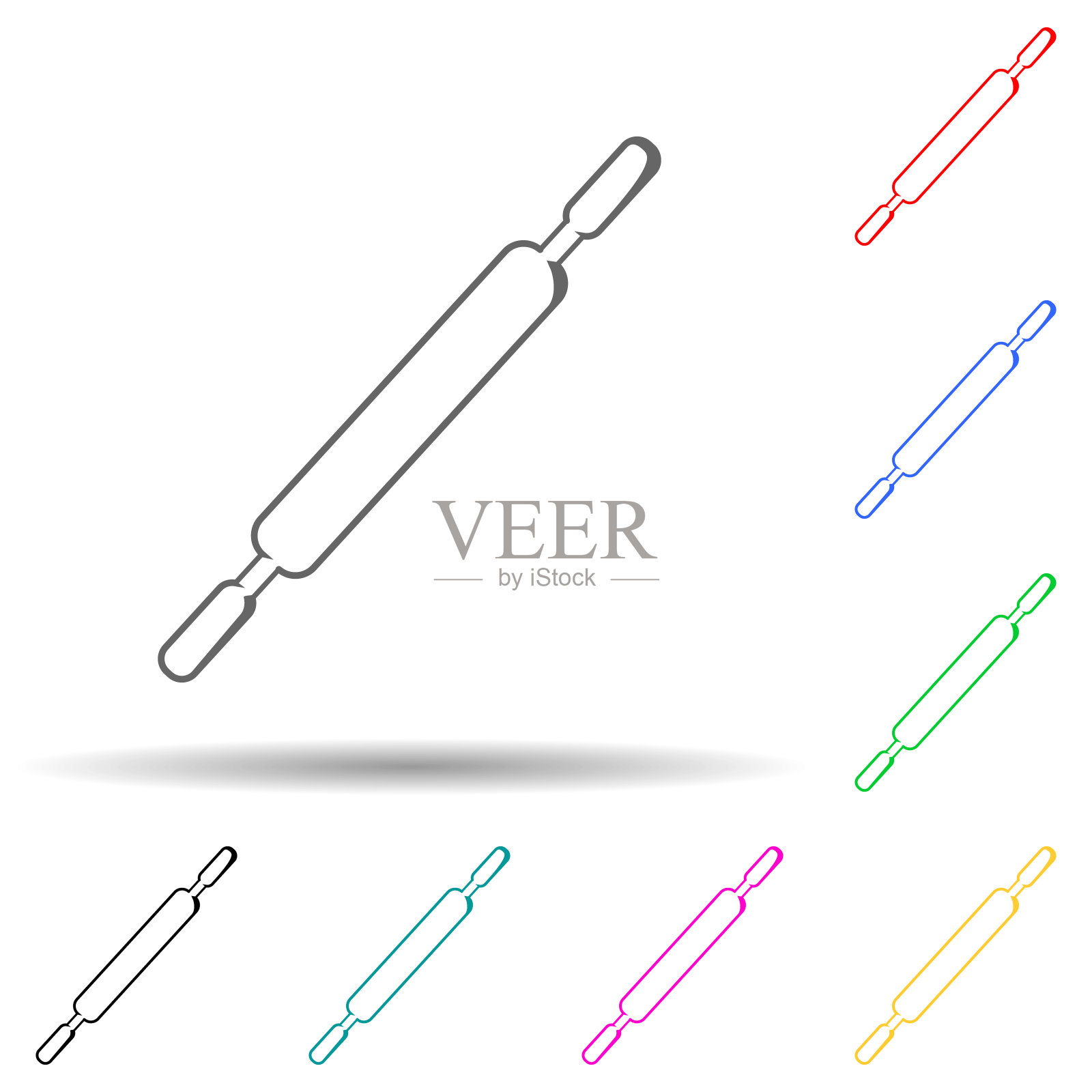 滚动针多色风格图标。简单的细线,轮廓向量的面包店图标的用户界面和用户体验,网站或移动应用程序插画图片素材