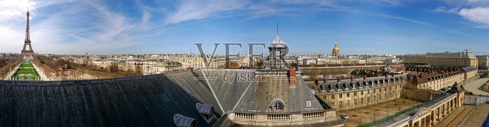 全景鸟瞰巴黎,从军事学校,埃菲尔铁塔,荣军院照片摄影图片
