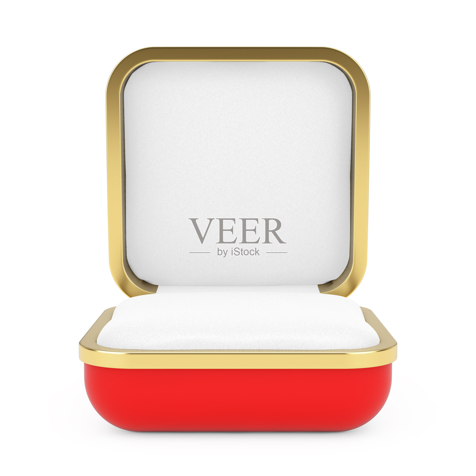 空的红色礼盒戒指。3d渲染照片摄影图片