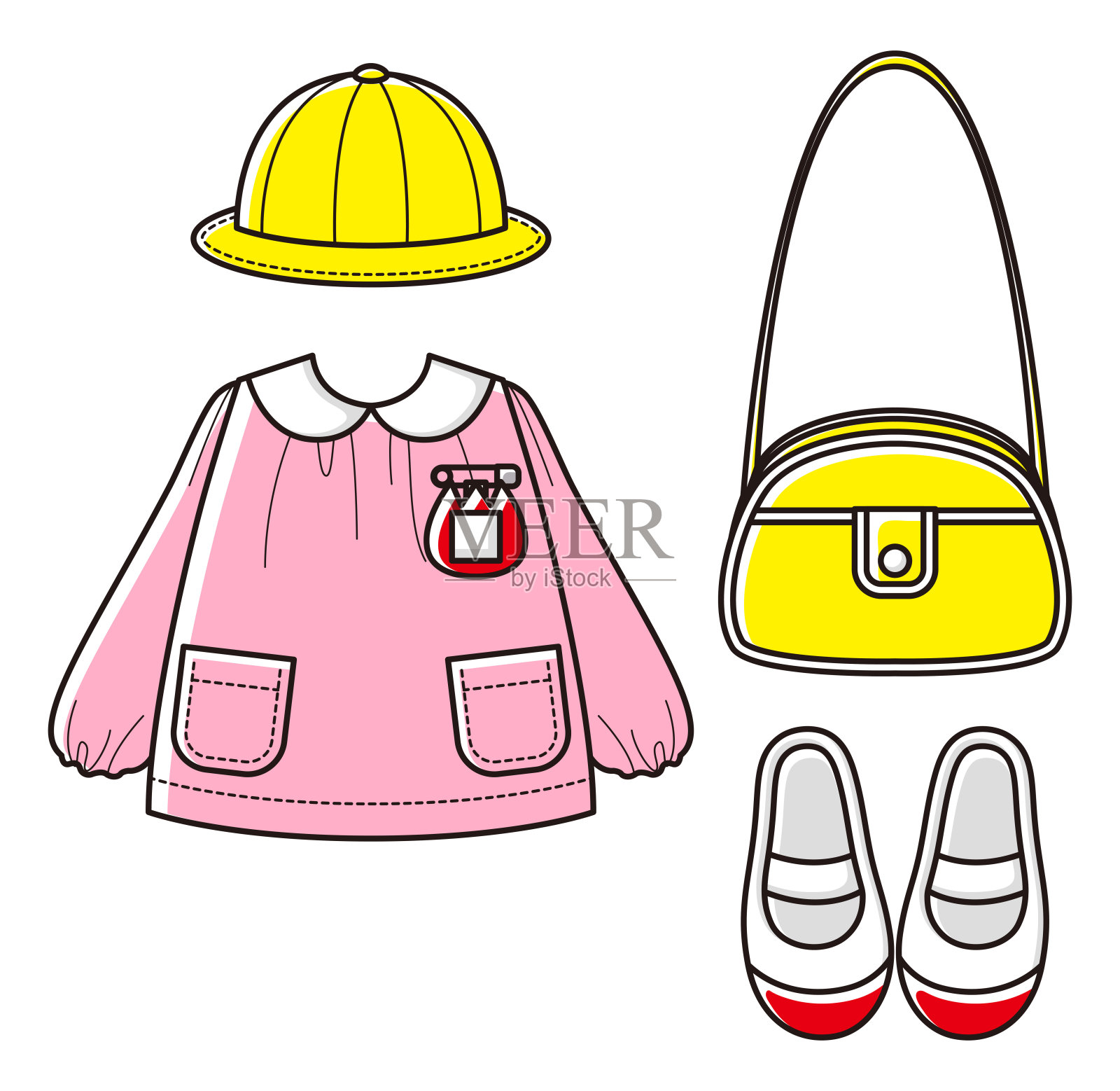 白色背景下的个人配件特写镜头插画图片素材