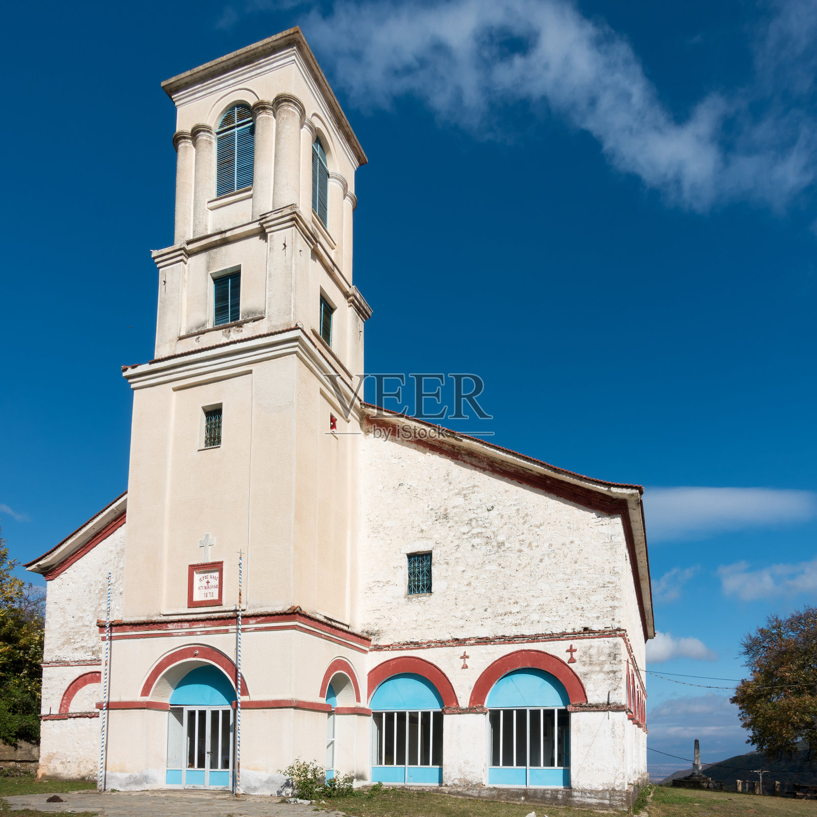 圣尼古拉斯老教堂在Akritas村,弗洛里纳,希腊,建于1872年照片摄影图片