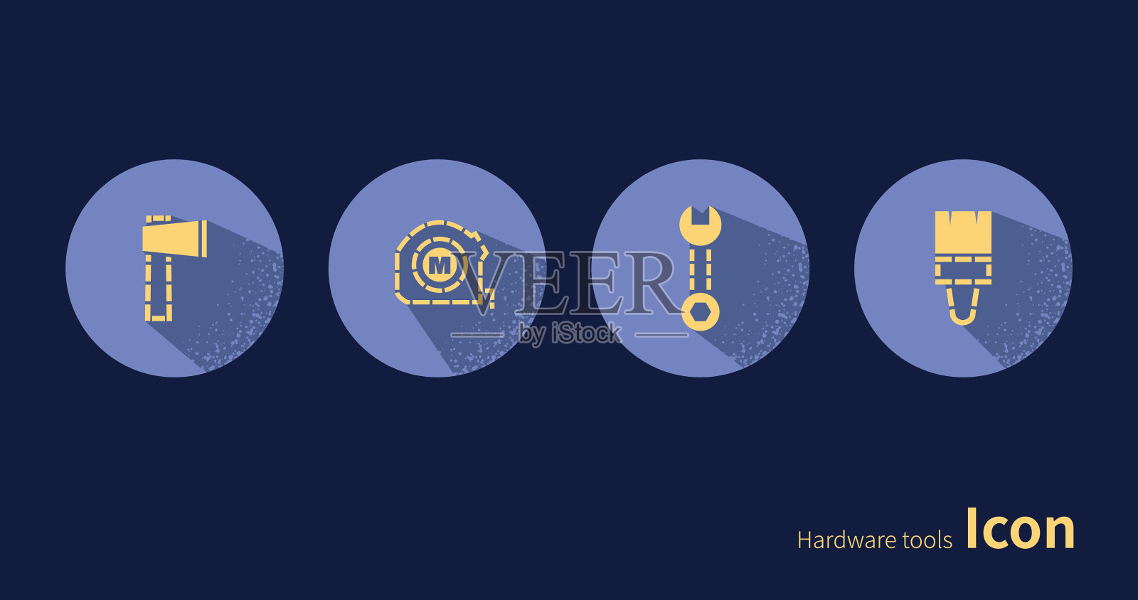 五金工具,斧头,卷尺,扳手,墙刷,插画图片素材