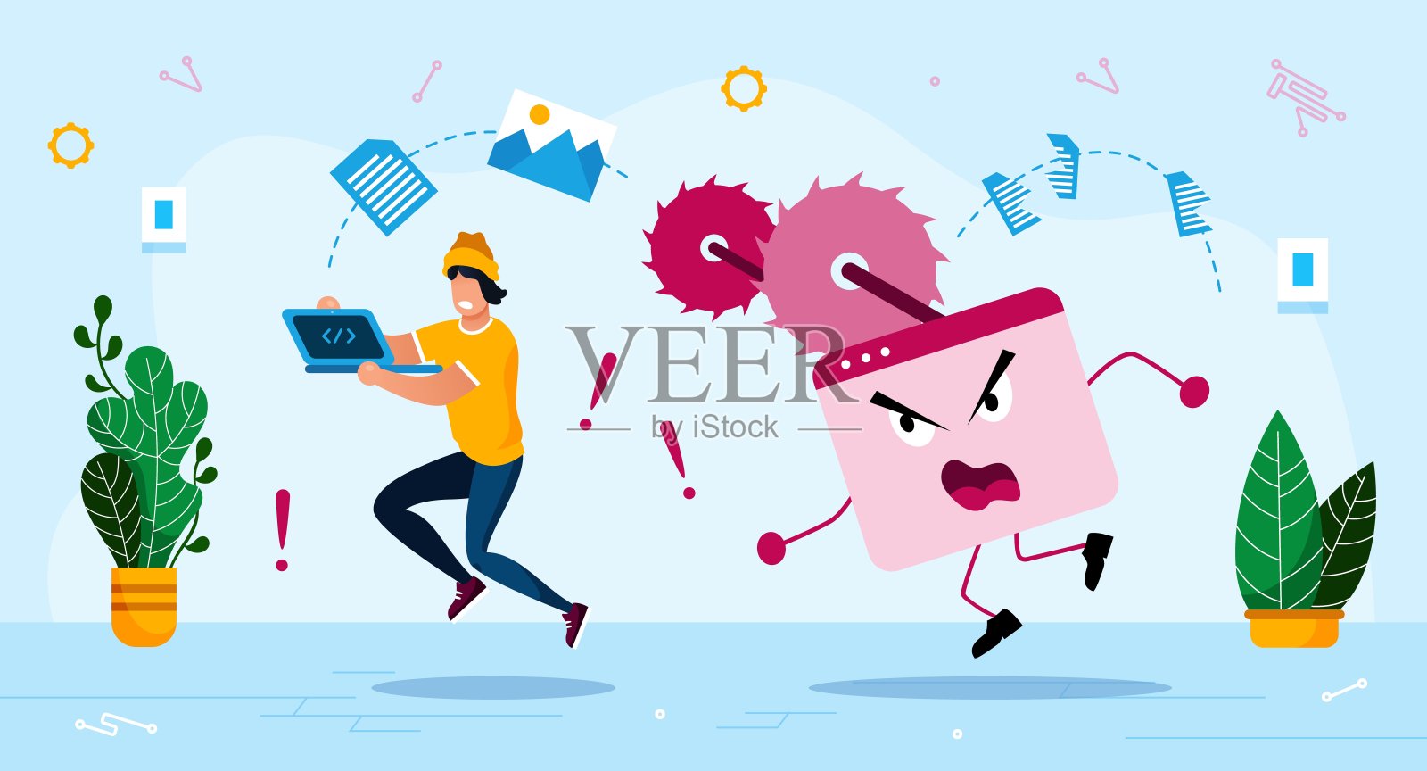 危险恶意软件平面矢量概念插画图片素材