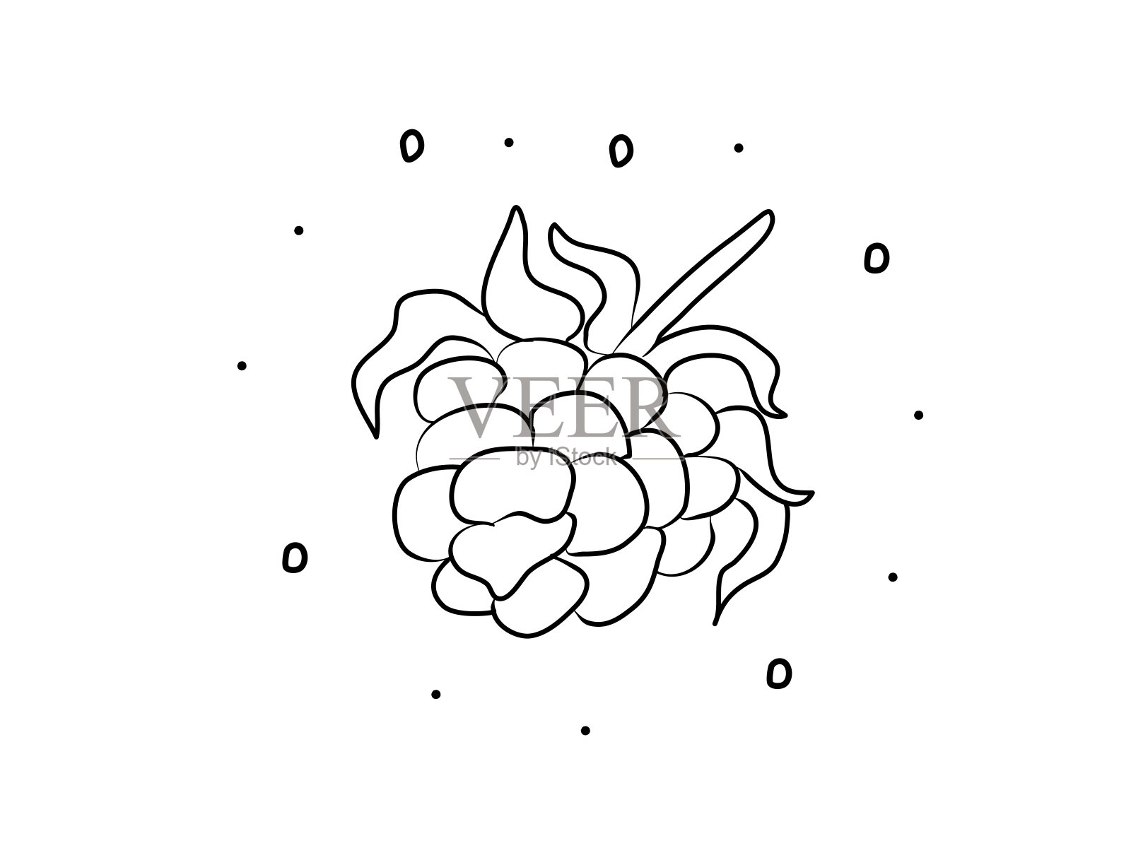 树莓手绘着色页。现代涂鸦轮廓插图黑色插画图片素材