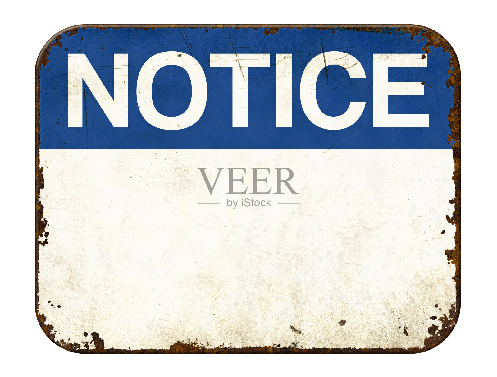 白色背景上空白的老式锡标牌照片摄影图片