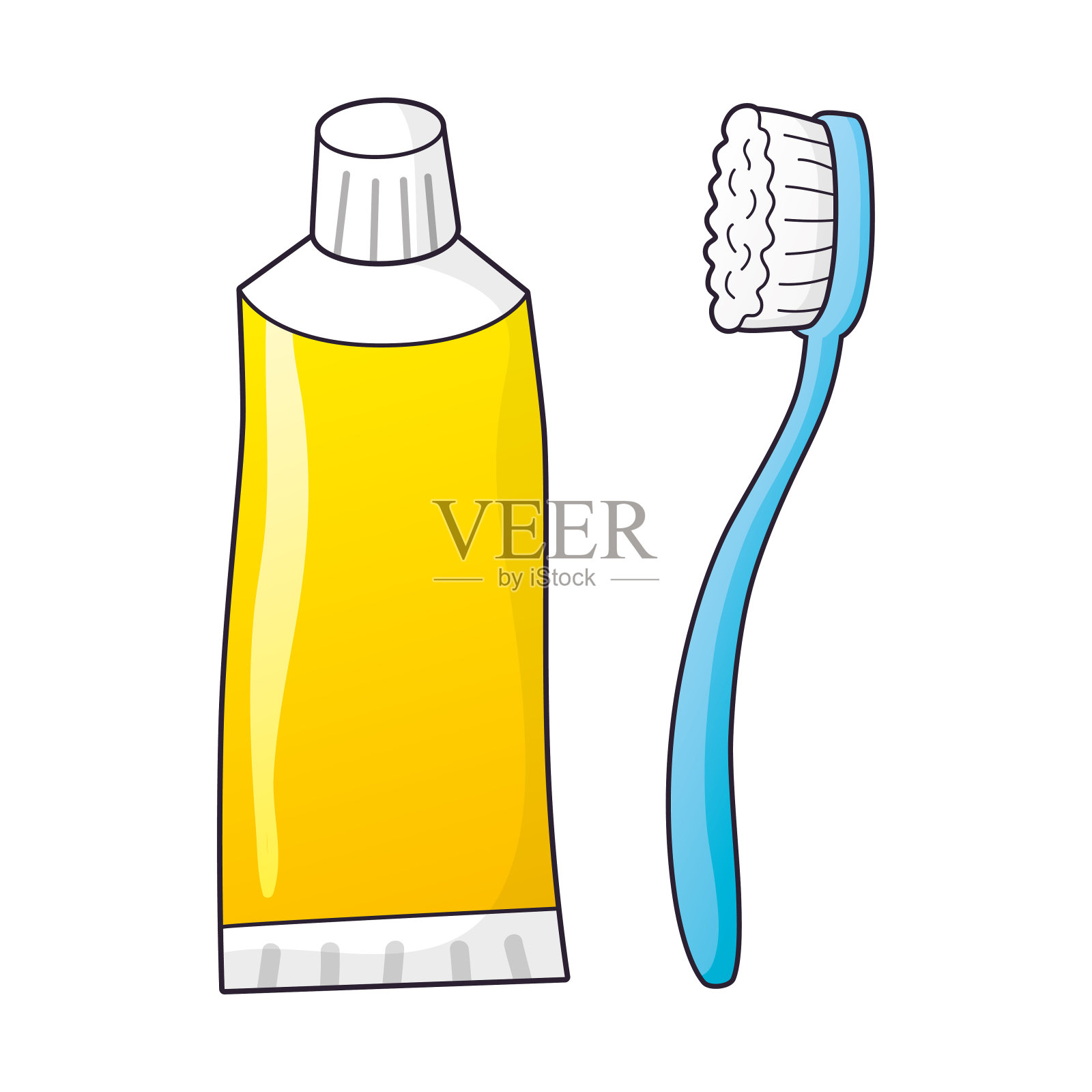 牙刷和牙膏插画图片素材