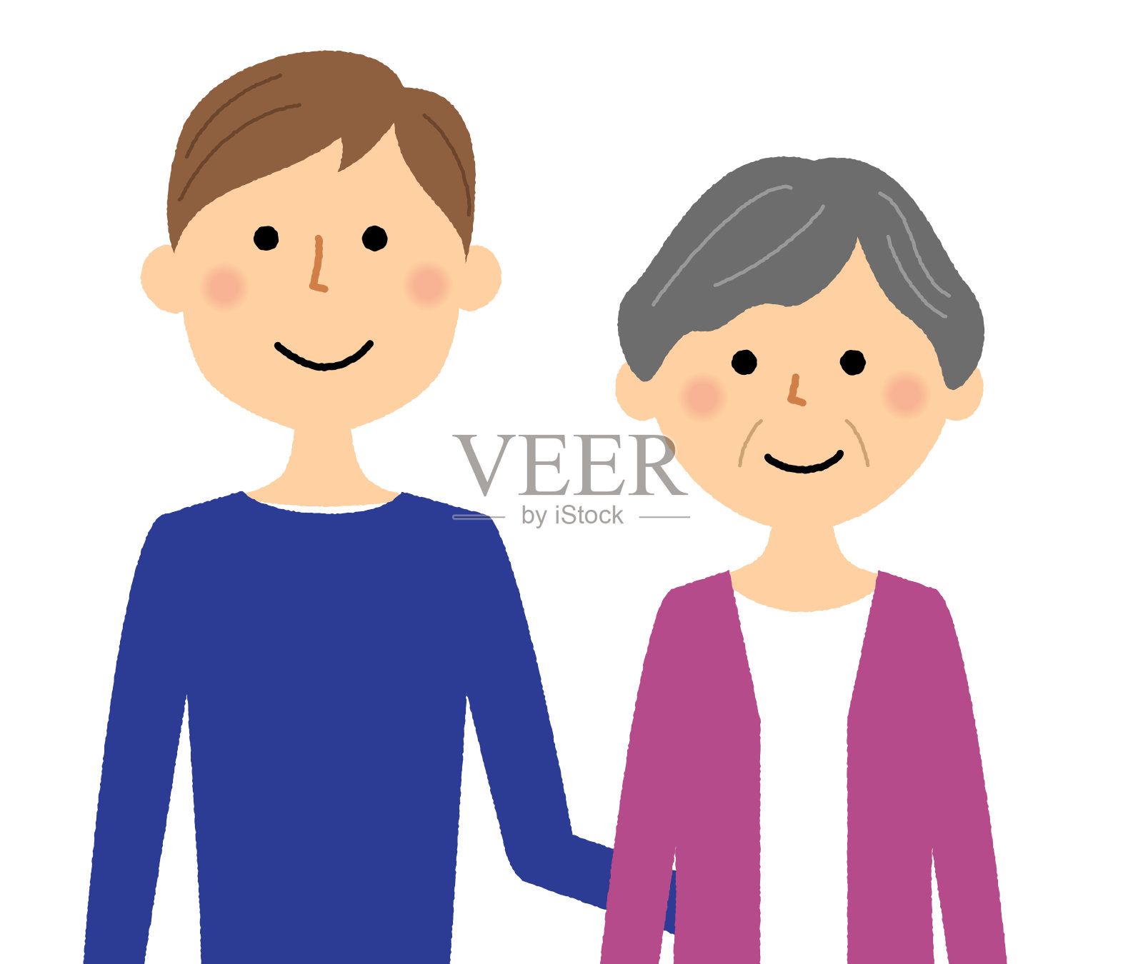 长者及照顾者插画图片素材