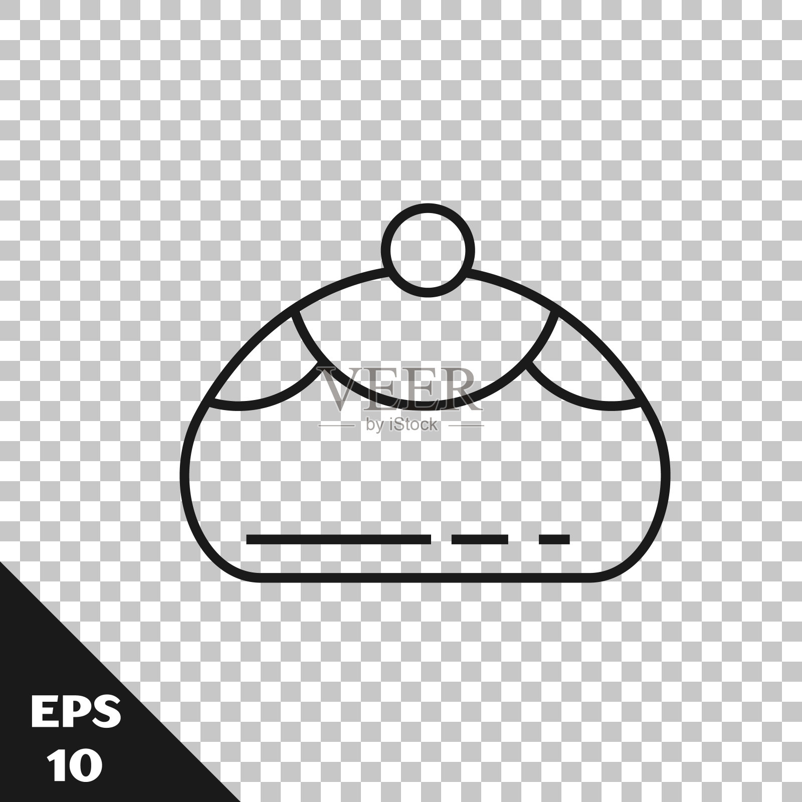 犹太甜点面包店黑色线条图标,在透明背景上隔离。光明节 Sufganiyot。犹太复活节蛋糕。矢量图图标素材