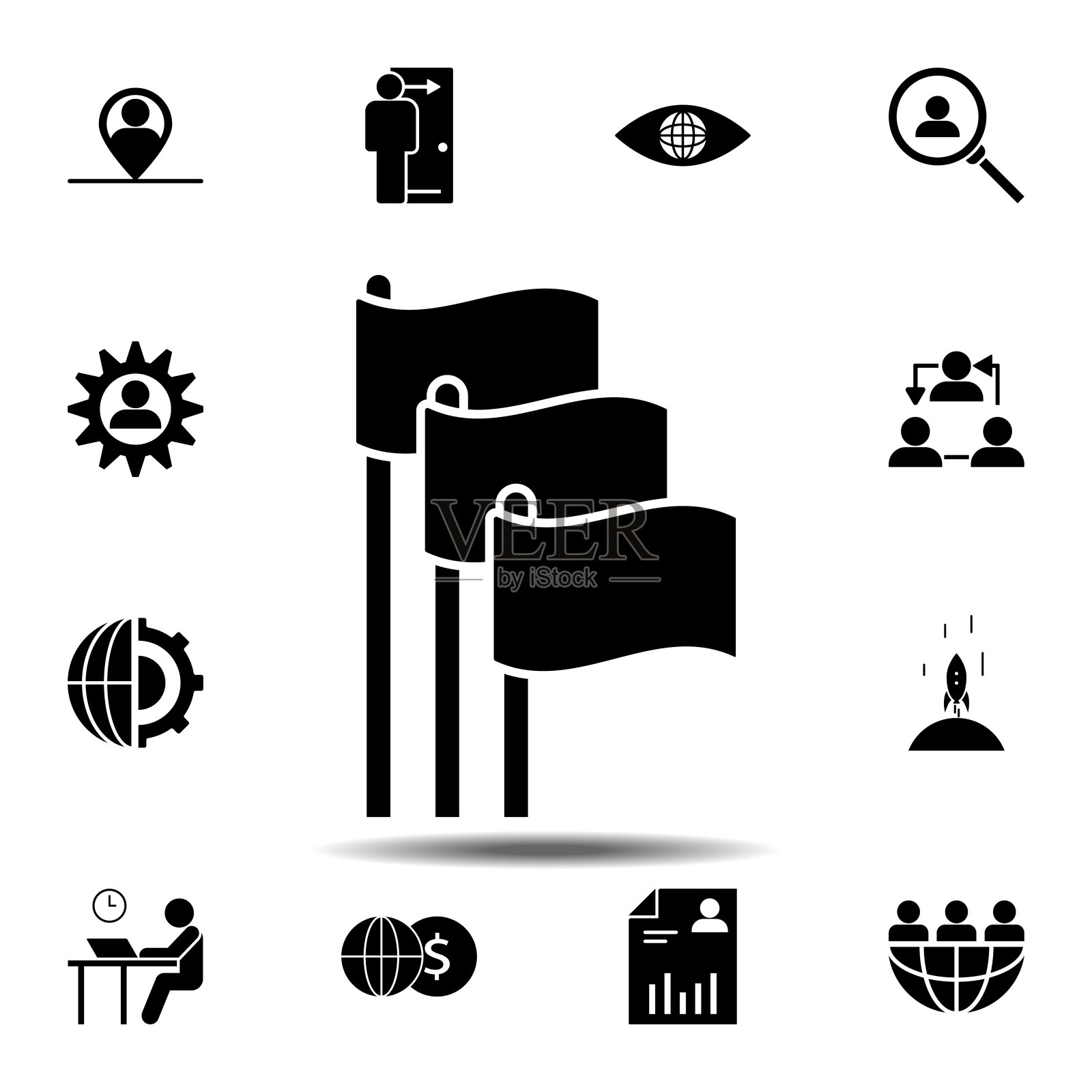 国会,国旗图标。简单的图形向量元素的业务全局图标设置的用户界面和用户体验,网站或移动应用程序图标素材