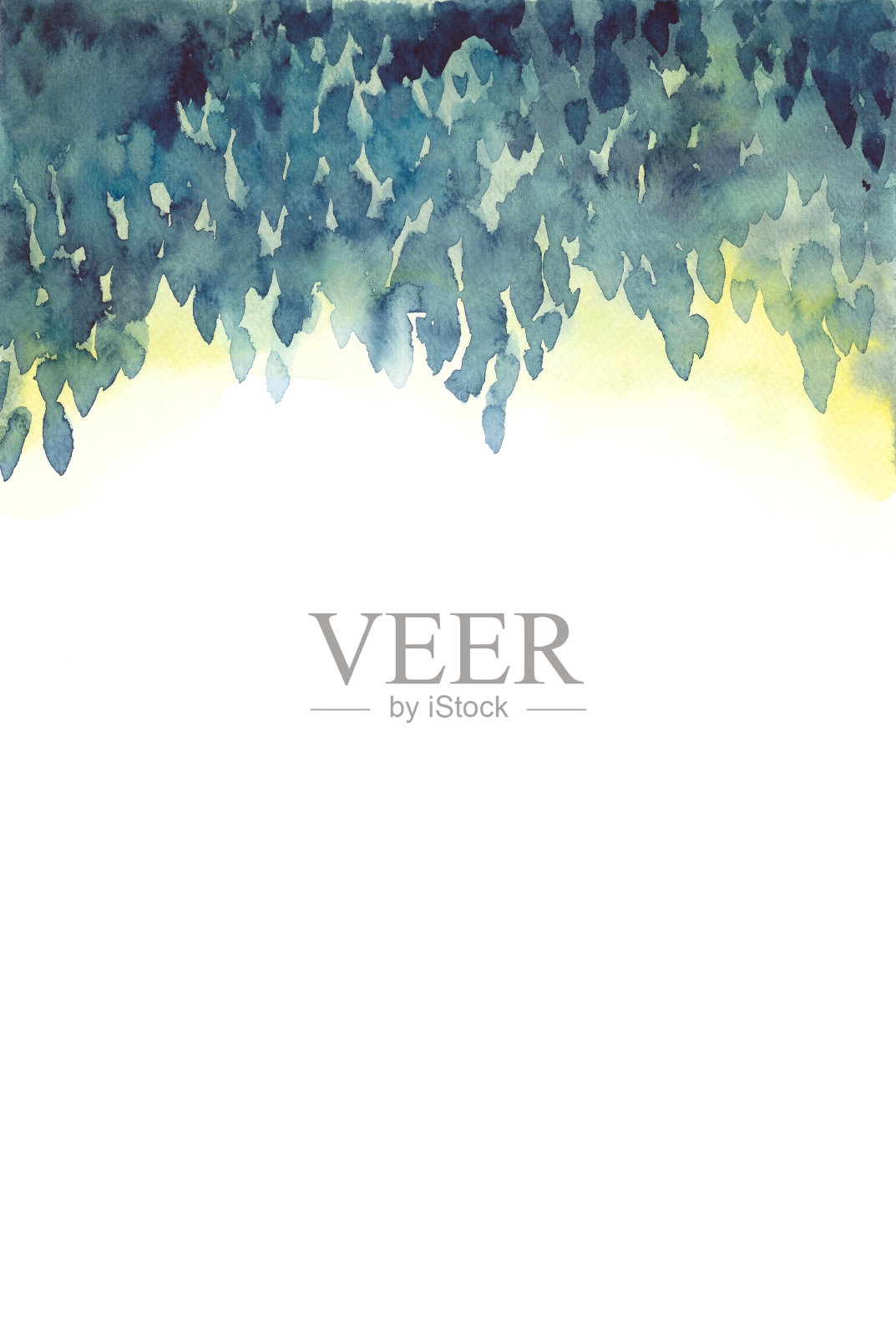 抽象水彩手绘绿叶,森林框架上白色孤立的背景。自然、生态的模板。插画图片素材